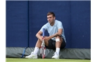 LONDON, ENGLAND - JUNE 07:  Dan Evans of Great Britain rests during a practice session ahead of the AEGON Championships at Queens Club on June 7, 2014 in London, England.  (Photo by Jan Kruger/Getty Images)